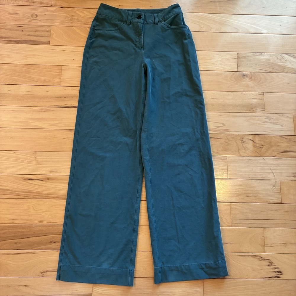 Lululemon Teal City Sleek 5 Pocket Wide Leg High Rise Pant Utilitech Women's 25